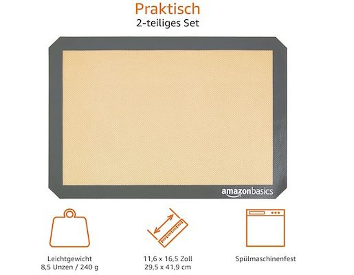 2 x Amazon Basics Backmatte aus Silikon für 10€ (statt 12€)