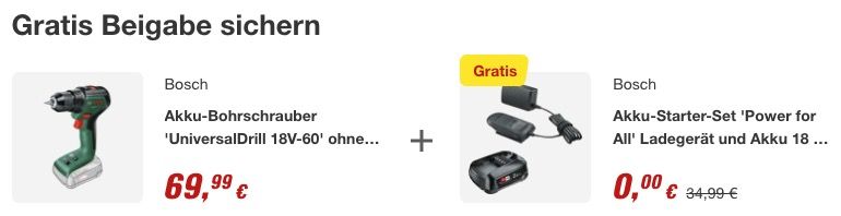 🏠 Bosch UniversalImpact 18V-60 Akku Schlagbohrschrauber ➕ Akku gratis 🧨 für 70€ (statt 89€) 🏠 Bosch UniversalImpact 18V 60 Akku Schlagbohrschrauber ➕ Akku gratis 🧨 für 70€ (statt 89€)
