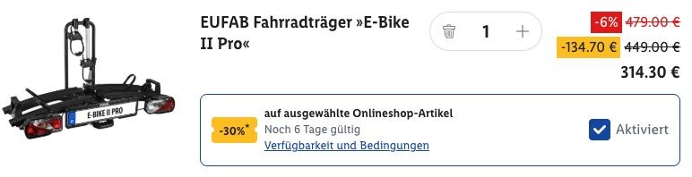 🚴💨 Eufab E-Bike II Pro Fahrradheckträger für 314,30€ (statt 479€) 🚴💨 Eufab E Bike II Pro Fahrradheckträger für 314,30€ (statt 479€)