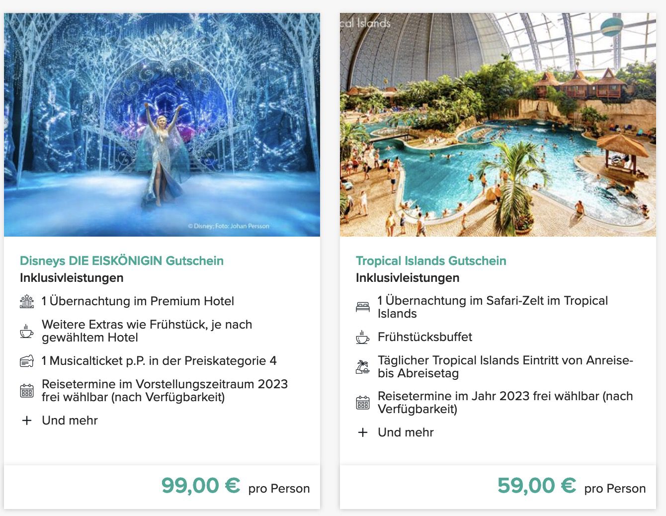 Last Minute Geschenkidee: Musical, Freizeit und Reisegutscheine ab 59€ p.P.