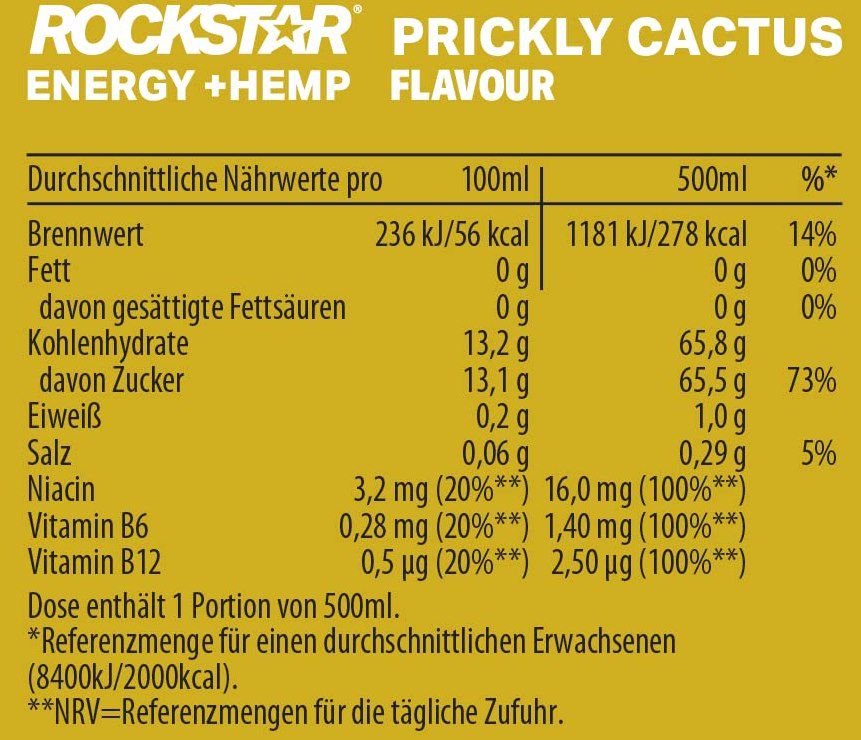 12x Rockstar Hemp Prickly Cactus ab 13,67€ (statt 20€) zzgl. Pfand