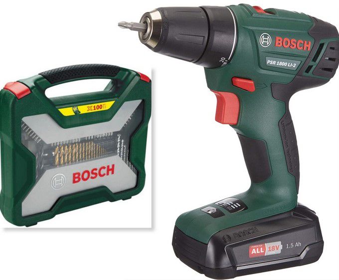 Bosch PSR 1800 LI 2 Akku Bohrschrauber + X Line 103tlg Box für 119,95 (statt 176€?)