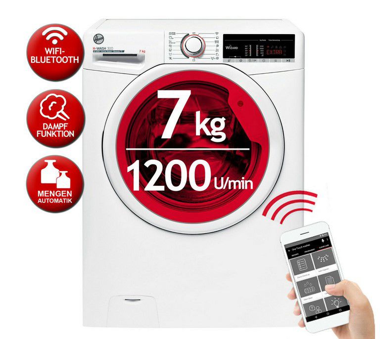Hoover H3WS4 smarte Waschmaschine 7kg für 219,99€ (statt 320€)