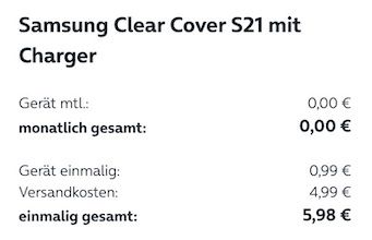 Samsung Clear Cover S21 & S21+ mit Charger für 5,98€