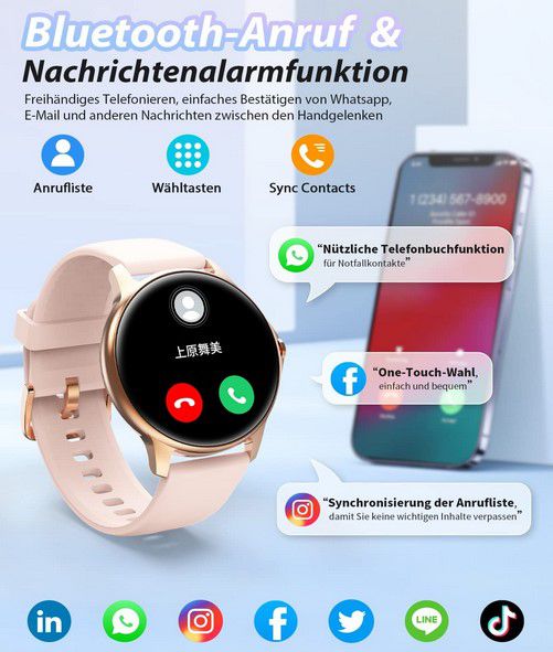 Gydom pinke Damen Smartwatch viele Sportfunktionen für 25,99€ (statt 66€)