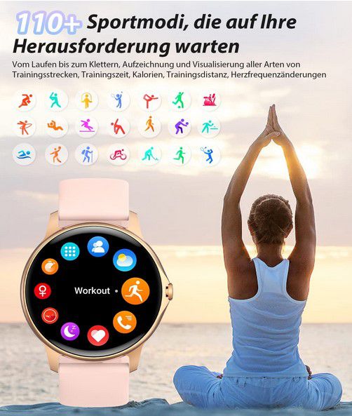 Gydom pinke Damen Smartwatch viele Sportfunktionen für 25,99€ (statt 66€)