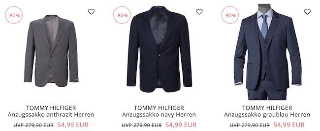 Tommy Hilfiger Anzug Sakkos in versch. Farben je 54,99€ (statt 89€)