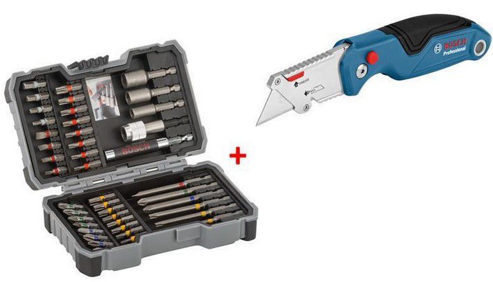 Bosch Professional Schrauberbitsatz 43tlg + Klappmesser für 24€ (statt 35€)