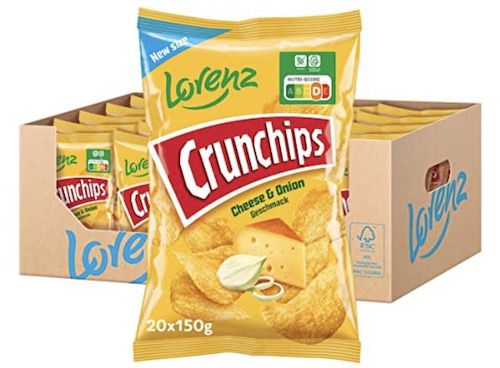 20er Pack Lorenz Snack World Crunchips Cheese & Onion ab 15,84€ (statt 18€)
