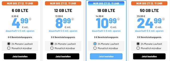 🔥 Sim.de Xmas Deal: o2 Allnet 6GB 4,99€ / 12GB 8,99€ / 18GB 10,99€ / 50GB 24,99€