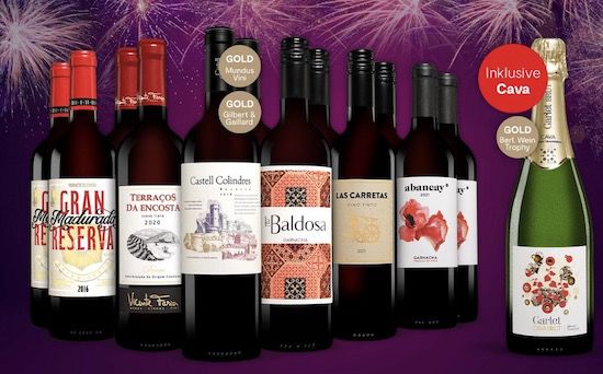 Silvester Genießer Paket mit 13 Flaschen Wein für 47,89€