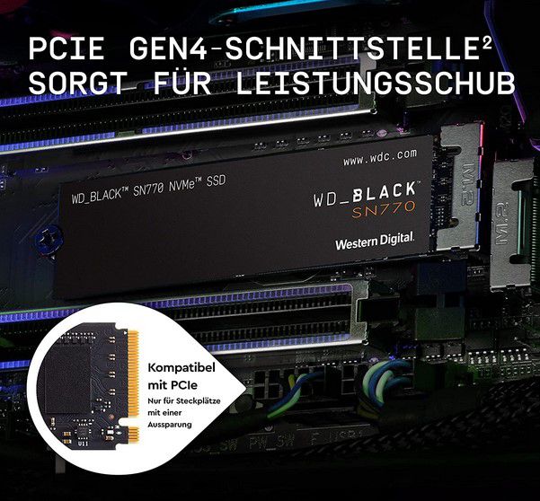 WD Black SN770 1TB Gaming NVMe SSD für 44,90€ (statt 56€)