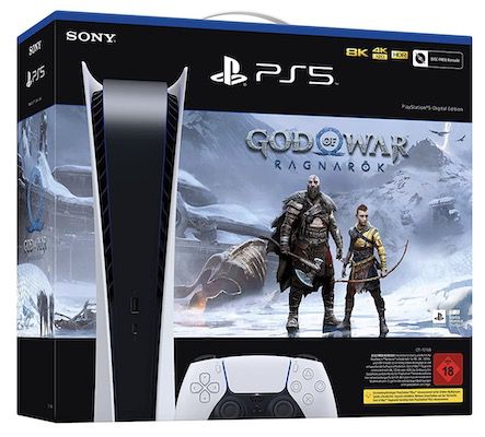 Sony PlayStation 5   Digital Edition Konsole inkl. God of War Ragnarök für 440,95€ (statt 480€)