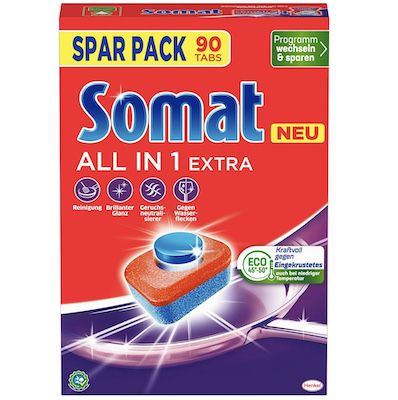 90er Pack Somat All in 1 Extra Spülmaschinen Tabs ab 11,59€ (statt 14€)