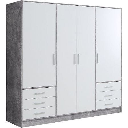 Forte Jupiter Kleiderschrank, 4 türig mit 6 Schubladen für 299€ (statt 384€)