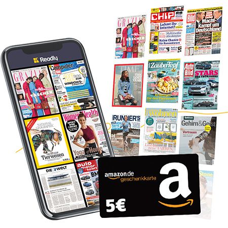 🔥10€ Amazon Gutschein geschenkt + 2 Monate Readly Magazin-Flat GRATIS