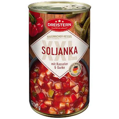 1,2 Kg Dreistern Soljanka mit Kasseler und Gurke ab 3,65€ (statt 6€)