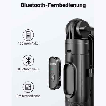 UGREEN Bluetooth Selfie Stick/Stativ mit Fernbedienung für 21,39€ (statt 30€)
