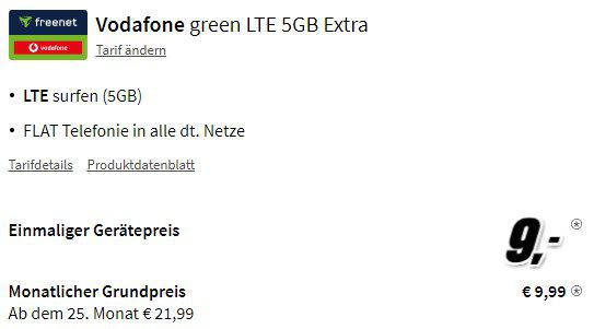 Samsung Galaxy A23 5G mit 64GB für 9€ + Vodafone 5GB Telefonie Flat für 9,99€ mtl.