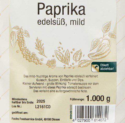 1kg Fuchs Paprika edelsüß mild ab 10,89€ (statt 16€)