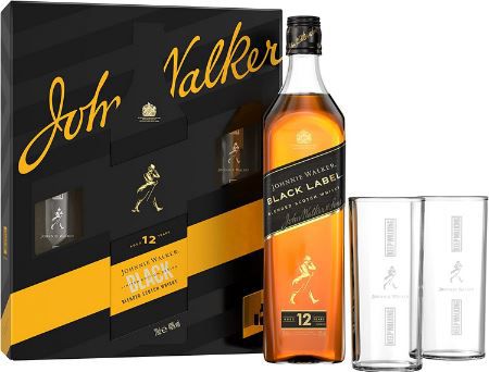 Johnnie Walker Black Label Geschenkset mit gratis Gläsern, 0,7L für 18,99€ (statt 25€)   Prime