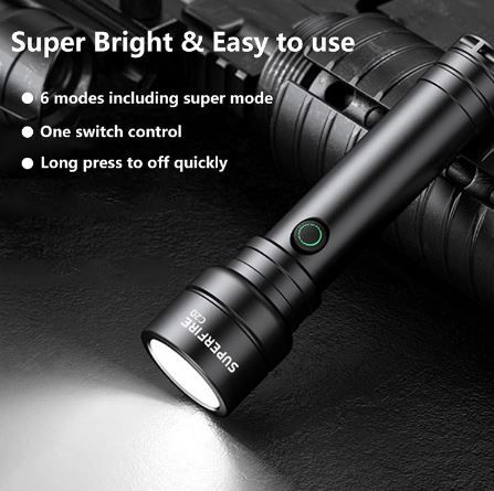 SuperFire C20 LED Akku Taschenlampe mit 1.100 Lumen für 16,49€ (statt 30€)