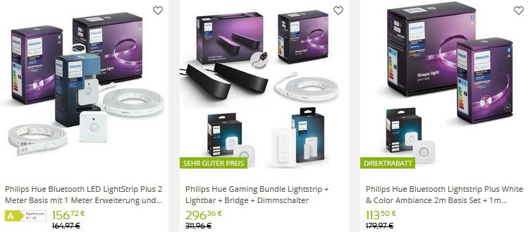 Click Licht.de Philips Hue Dezember Sale   z.B. Philips Hue Lightstrip Plus Set für 113€ (statt 157€)