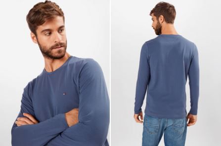 Tommy Hilfiger Slim Fit Langarmshirt in Blau für 27,93€ (statt 38€)   S + XXL
