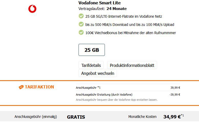 Samsung Galaxy S22 für 1€ + Vodafone Allnet Flat mit 25GB LTE für 34,99€ mtl. + 10€ Amazon + 1 Jahr Disney+
