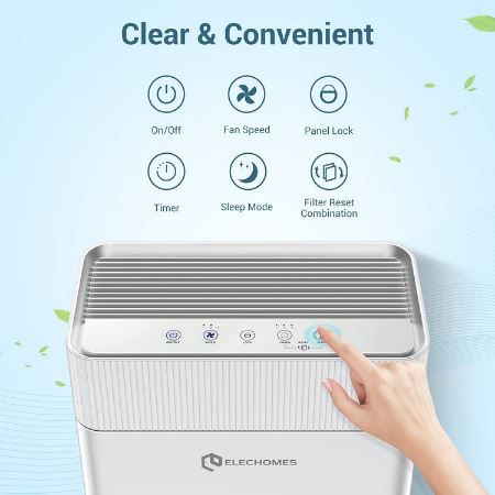 Elechomes KJ203F 142 Luftreiniger mit Hepa Aktivkohlefilter bis 30qm für 29,99€ (statt 80€)