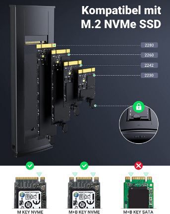 Ugreen NVMe M.2 Gehäuse mit USB 3.2 für 21,59€ (statt 27€)