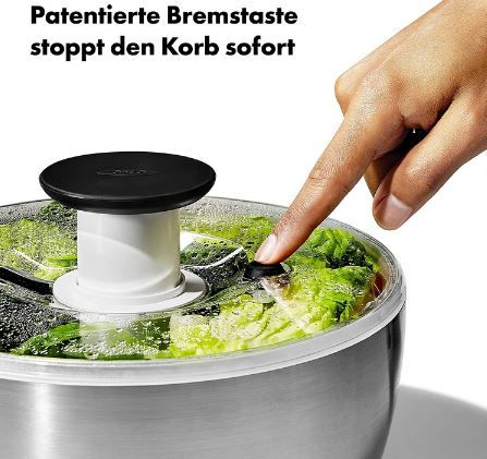 OXO Edelstahl Salatschleuder mit Deckel für 40,99€ (statt 47€)