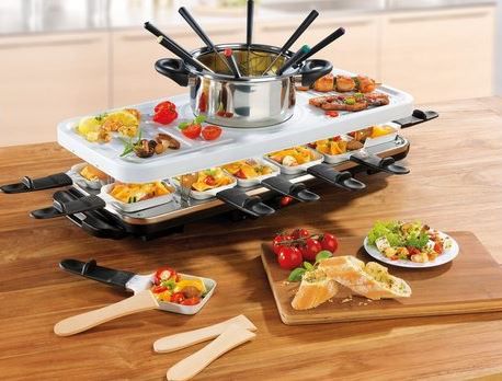 GOURMETmaxx Raclette und Fondue Set mit 12 Pfännchen, 1.600W ab 49,99€ (statt 70€)