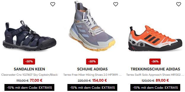 eSchuhe Trekking Sale + 15% Extra   z.B. adidas Terrex Voyager 21 für 53€ (statt 63€)