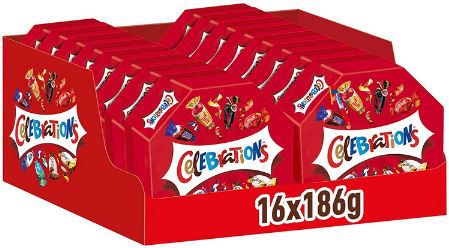 16er Pack Celebrations Geschenkbox, 16 x 186g für 35,52€