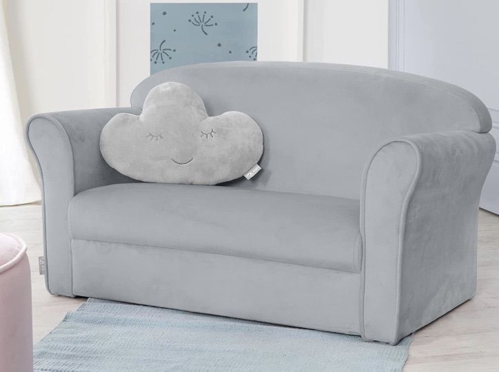 roba Kindersofa Lil Sofa mit Armlehnen aus Silbergrauen Samtstoff für 82,45€ (statt 102€)