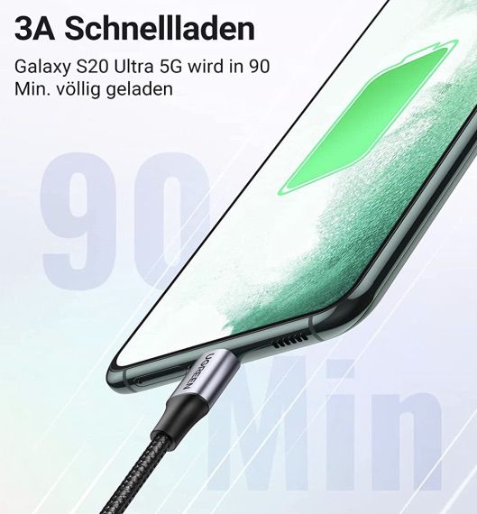 2x UGREEN USB C Schnellladekabel (1m) für 8,24€ (statt 11€)