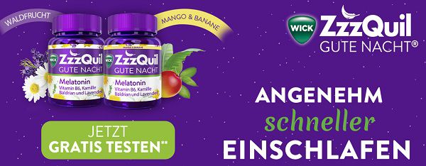 Wick ZzzQuil  Gute Nacht kostenlos ausprobieren