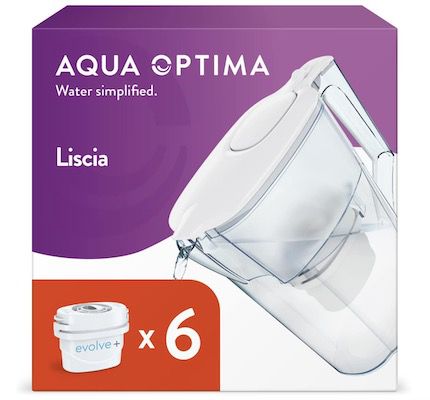 Aqua Optima Liscia Wasserfilterkanne inkl. 6 Evolve+ Kartuschen für 20,83€ (statt 26€)