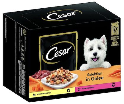 48x Cesar Selektion in Gelee Hundenassfutter Huhn & Rind ab 10€ (statt 18€)