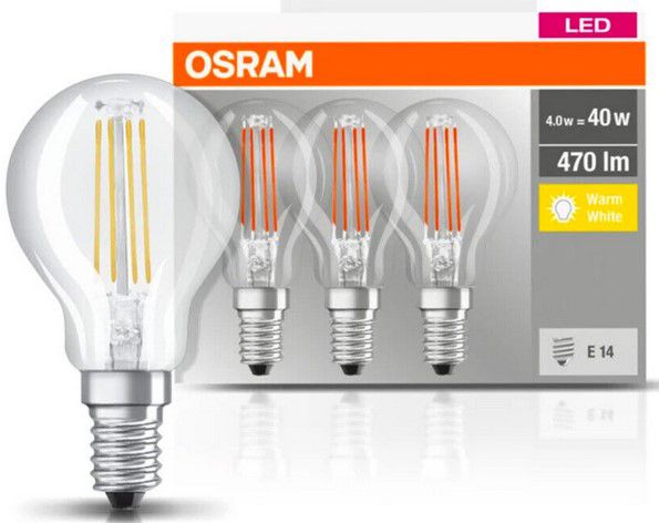 30 x Osram LED Filament 4W Leuchtmittel E14 für 14,99€ (statt  33€)