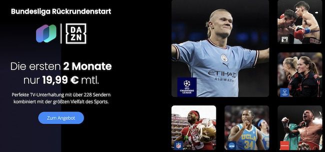 50% Rabatt: 2 Monate waipu.tv Perfect Plus + DAZN Standard für 19,99€ mtl.   Bundesliga, NBA uvm.