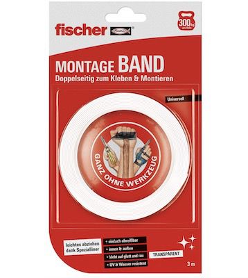 fischer doppelseitiges & starkes Montage Klebeband in Transparent für 6€ (statt 9€)