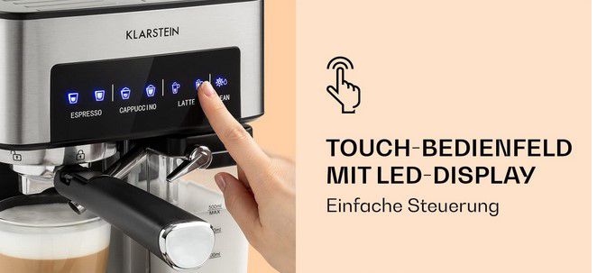 Klarstein Arabica Comfort Siebträgermaschine mit 20 bar für 100,79€ (statt 157€)