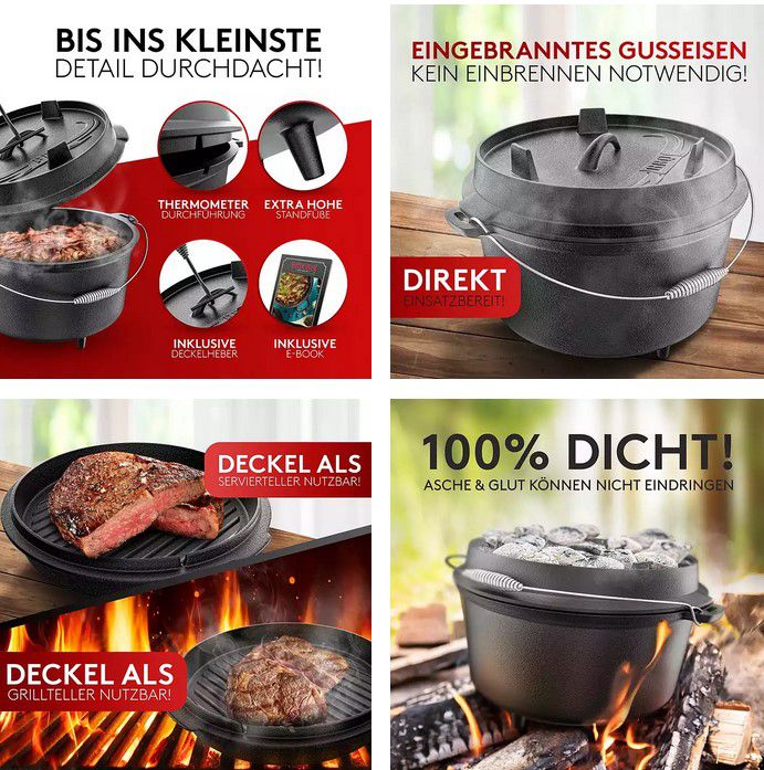 BBQ Dutch Oven   Das Original 9l mit Deckel Pfanne für 49,49€ (statt 61€)