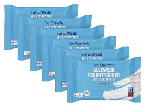 6x 80er Pack by Amazon Allzweck Feuchttücher Meeresfrische für 5,58€ (statt 12€)