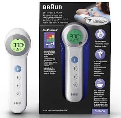 Braun be­rüh­rungs­frei­es Stirn­ther­mo­me­ter mit Age Precision für 14€ (statt 35€)