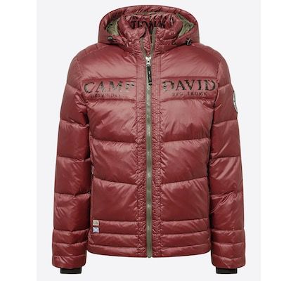 Camp David Daunenjacke in Rot mit abtrennbarer Kapuze für 111,30€ (statt 279€)