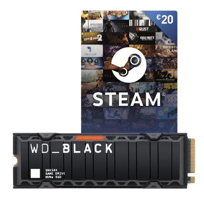 WD Black SN850X M.2 SSD 1TB inkl. Heatsink + 20€ Steam Guthaben für 109,90€ (statt 149€)