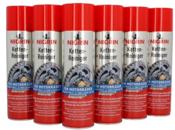 NIGRIN Kettenreiniger für Motorräder (6 x 500 ml) Sprühdosen für 17,99€ (statt 23€)